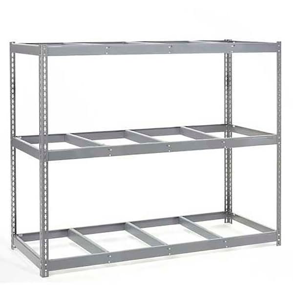 Wide Span Rack 96Wx48Dx84H, 3 Shelves No Deck 800 Lb Cap. Per Level, Gray